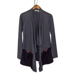 LOGO by Lori Goldstein Open Drape Cardigan Sweater Purple Sz Small